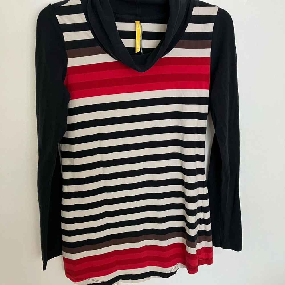Lole Striped Long Sleeve Top - Black, Red, White